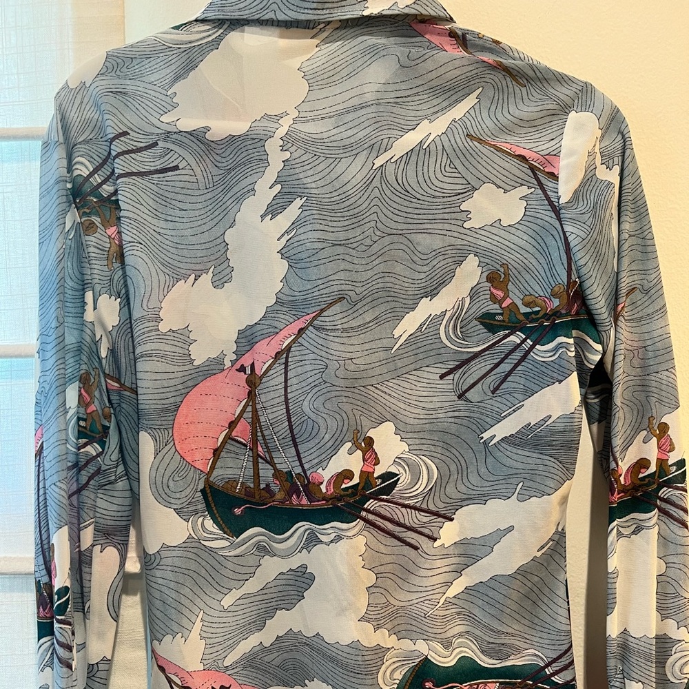 Amazing mesh see thru button up with insane print